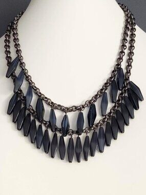 Layered blue beaded necklace